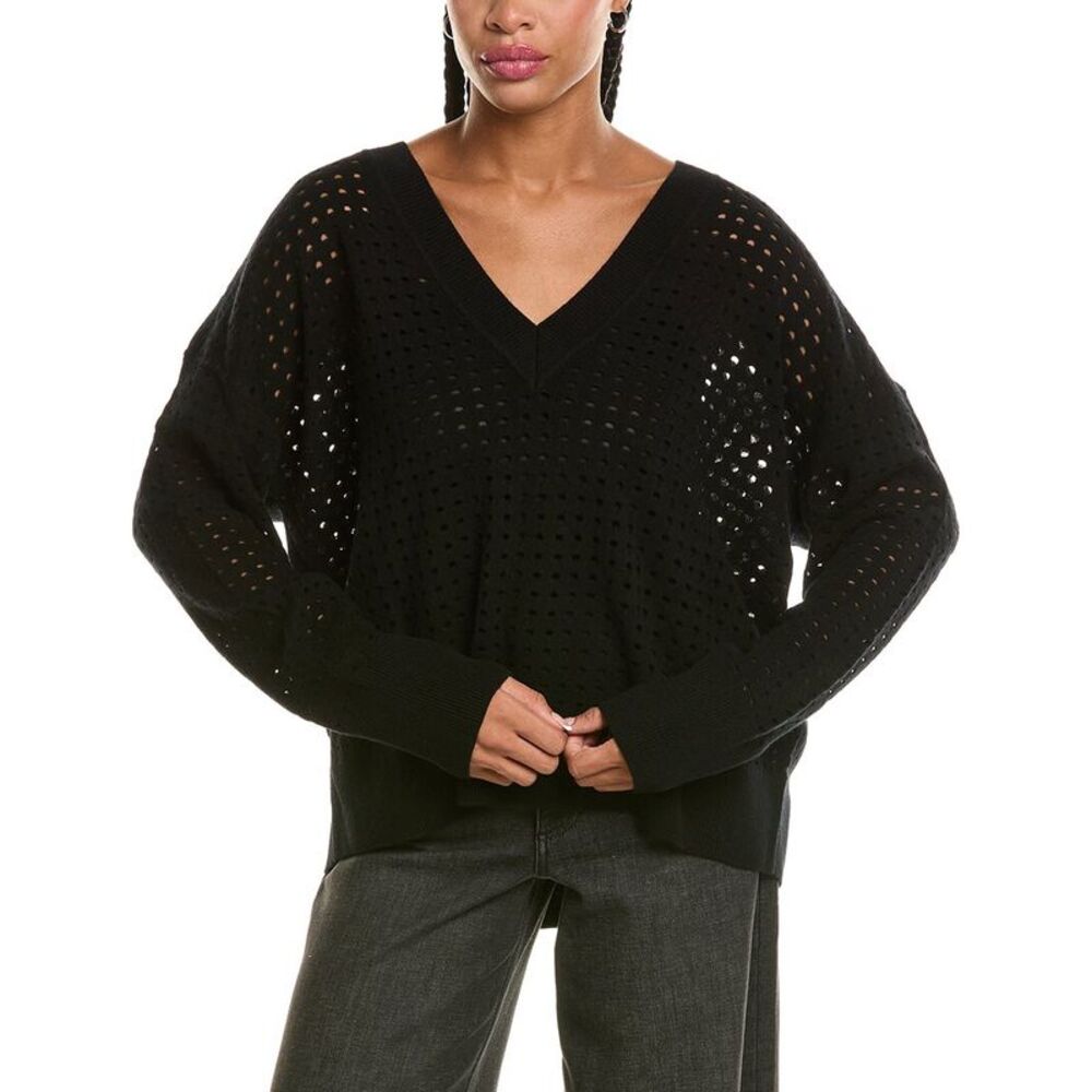 Diane Von Furstenberg Womens Linda Wool & Cashmere-Blend Sweater, Black